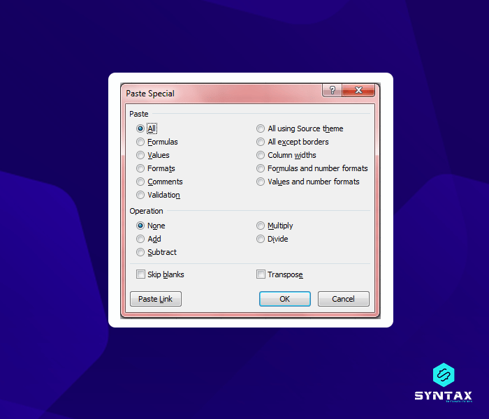 Paste Special in Microsoft Excel
